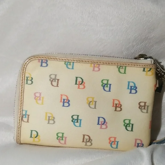 Dooney & Bourke Cream Multicolor Logo Wristlet - Picture 3 of 5